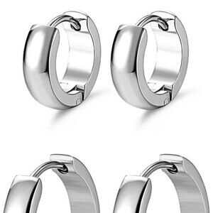 Versatile 3-Pair Hypoallergenic Huggie Earrings - Gold & Black Options Available
